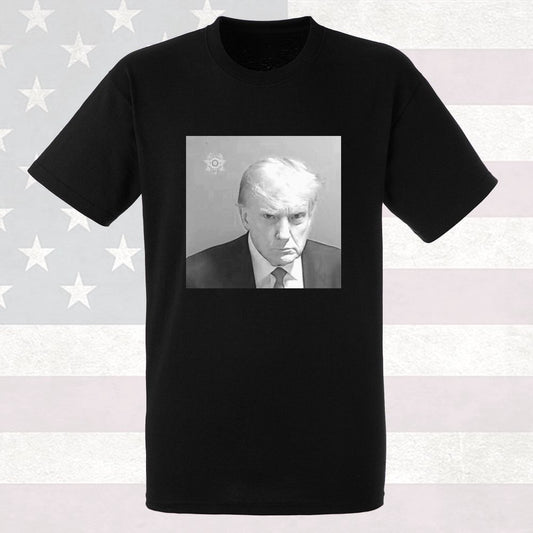 Donald Trump Mug Shot Black T-Shirt - Iconic former President Mugshot